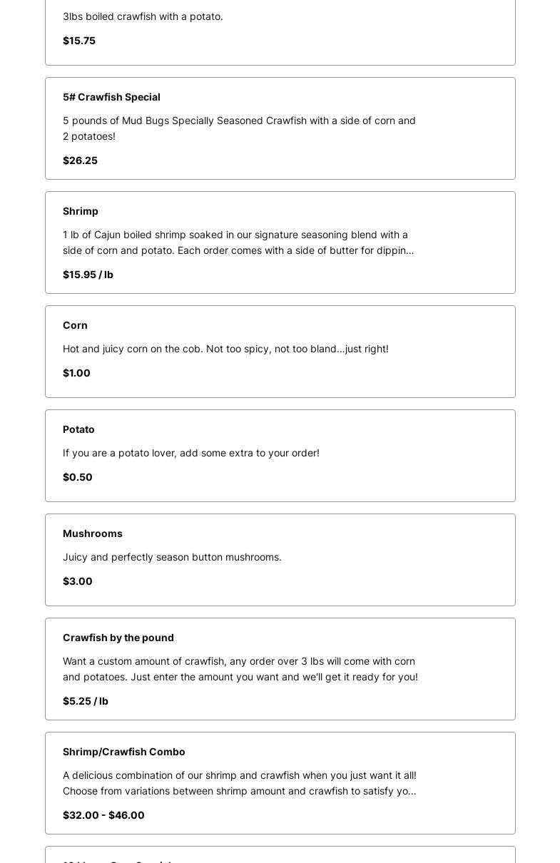 Mud Bugs, LLC Menu