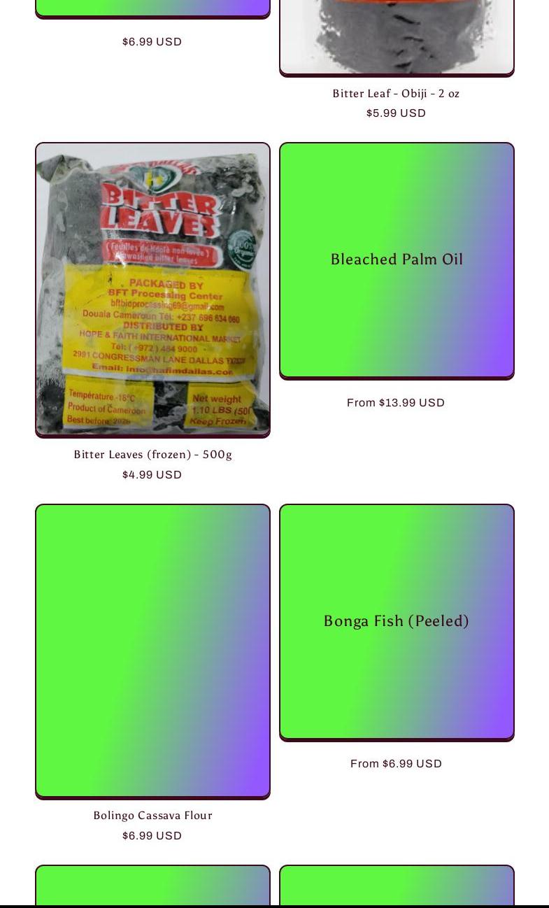 Asher African Market Menu