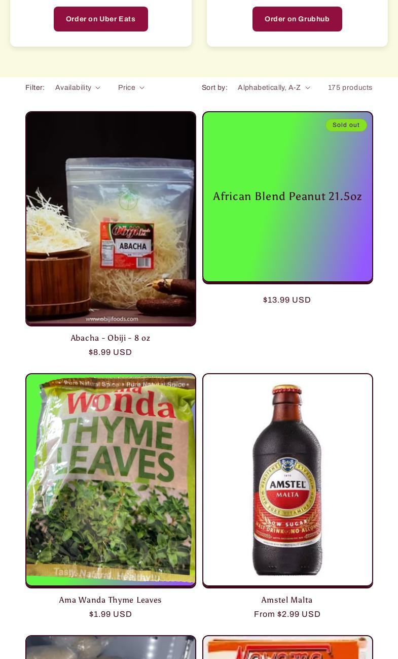 Asher African Market Menu