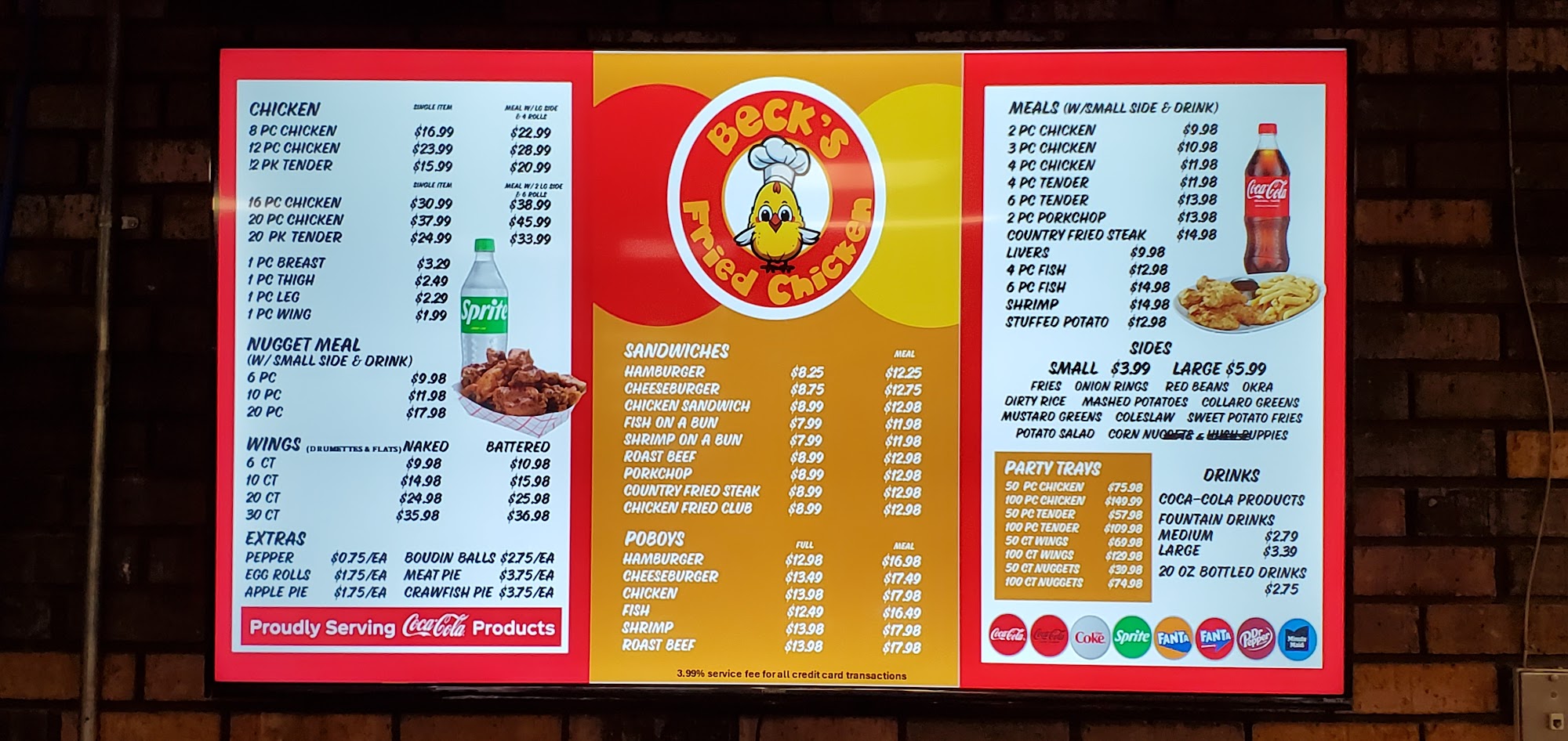 Beck's Fried Chicken Menu