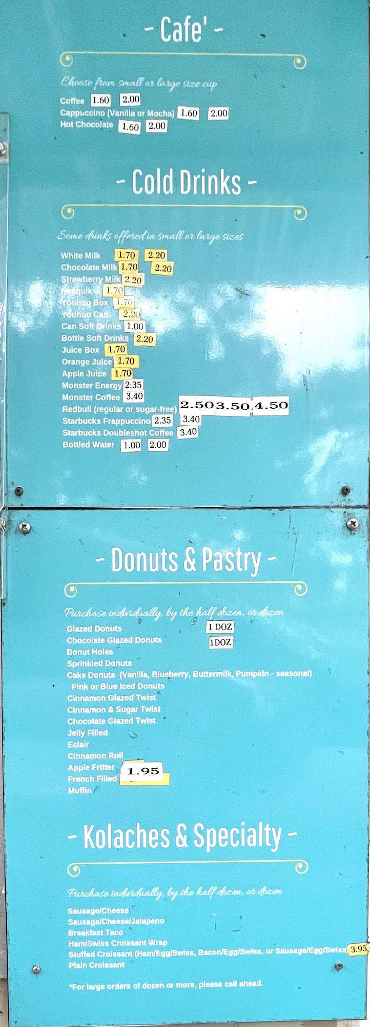 Jak's Donuts Menu