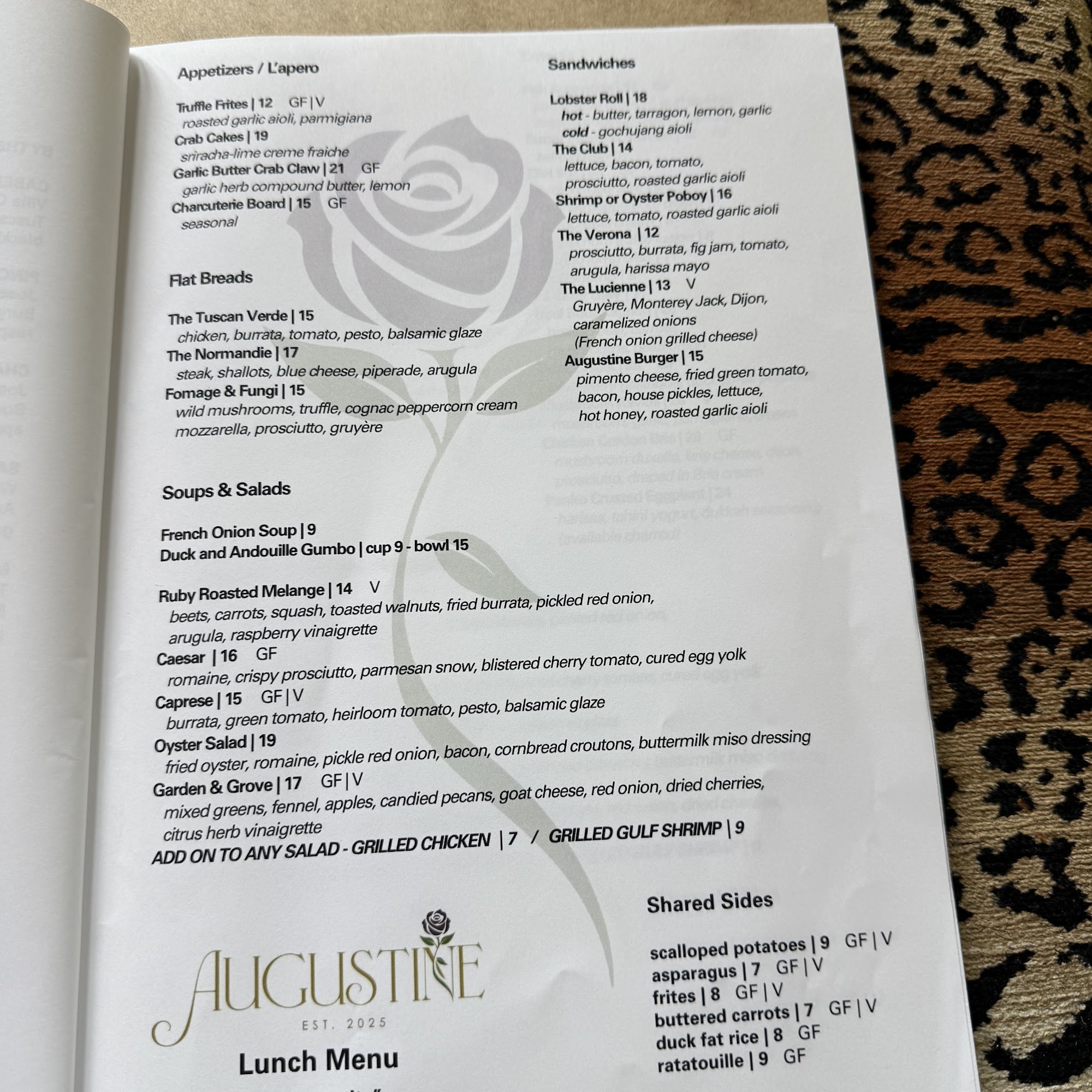 Augustine Menu