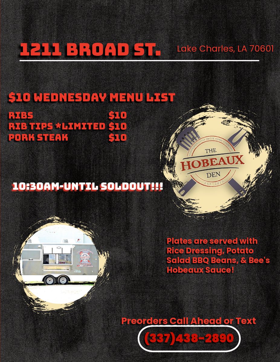 Hobeaux Den Menu
