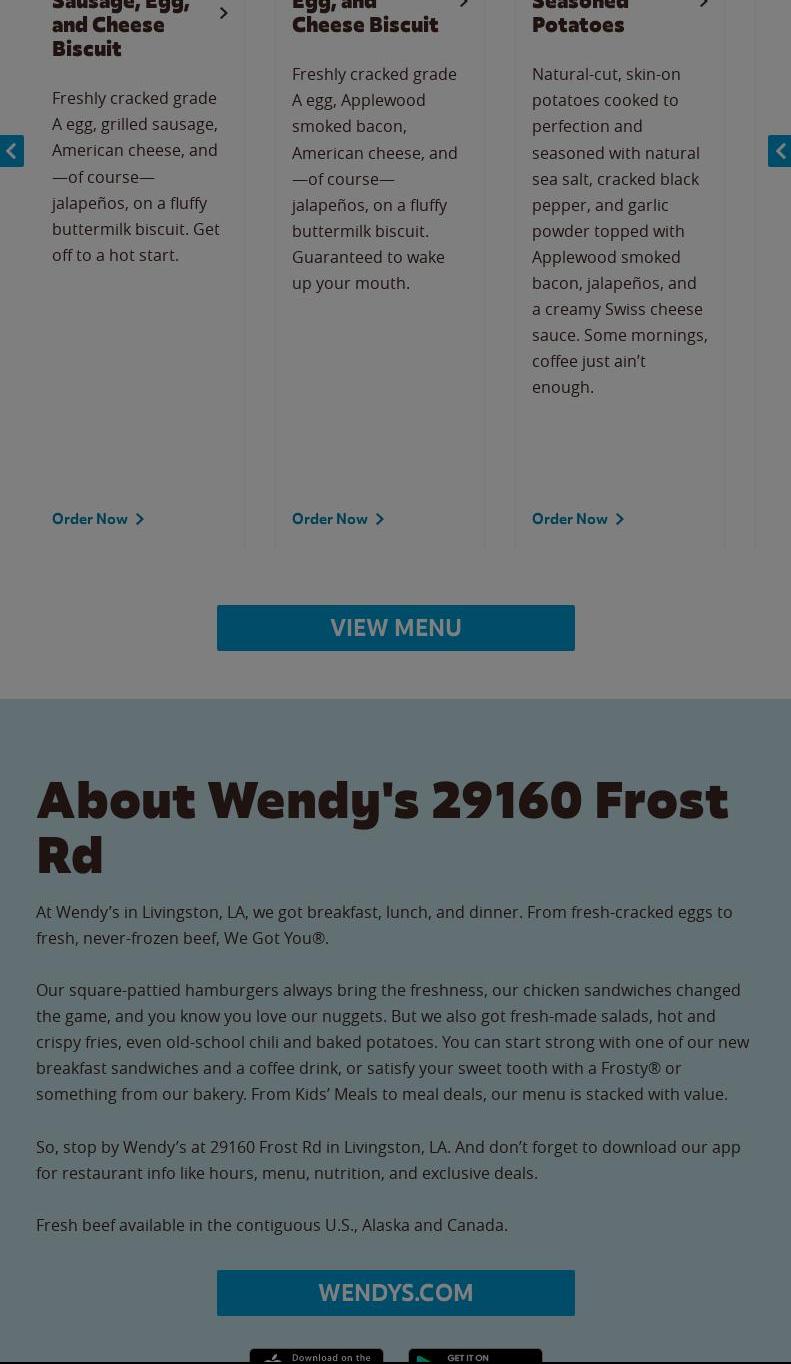 Wendy's Menu
