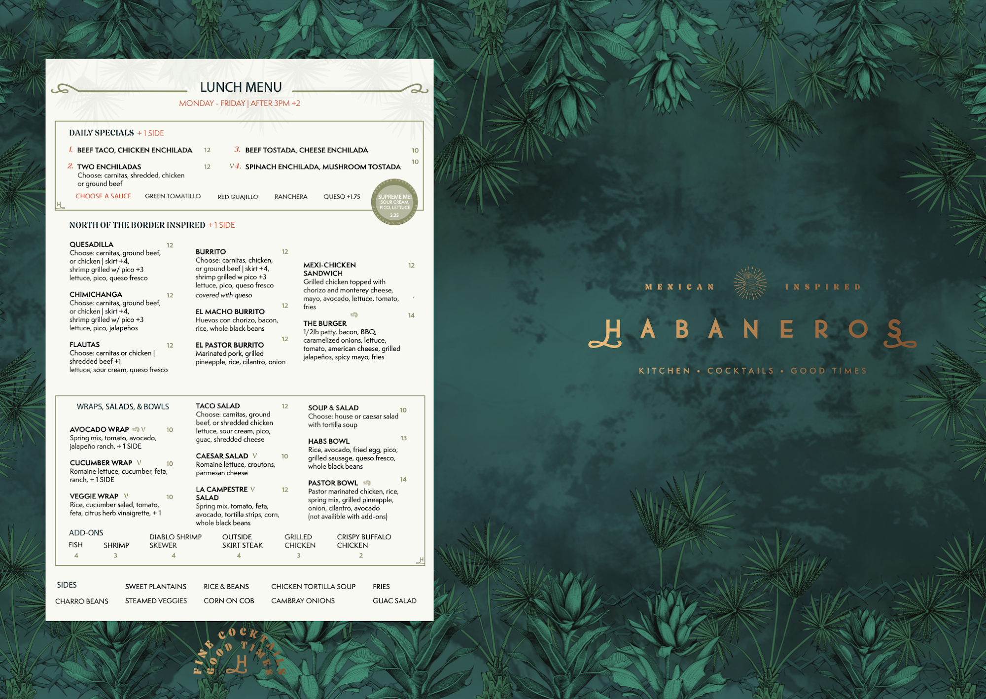 Habanero's Mandeville Menu