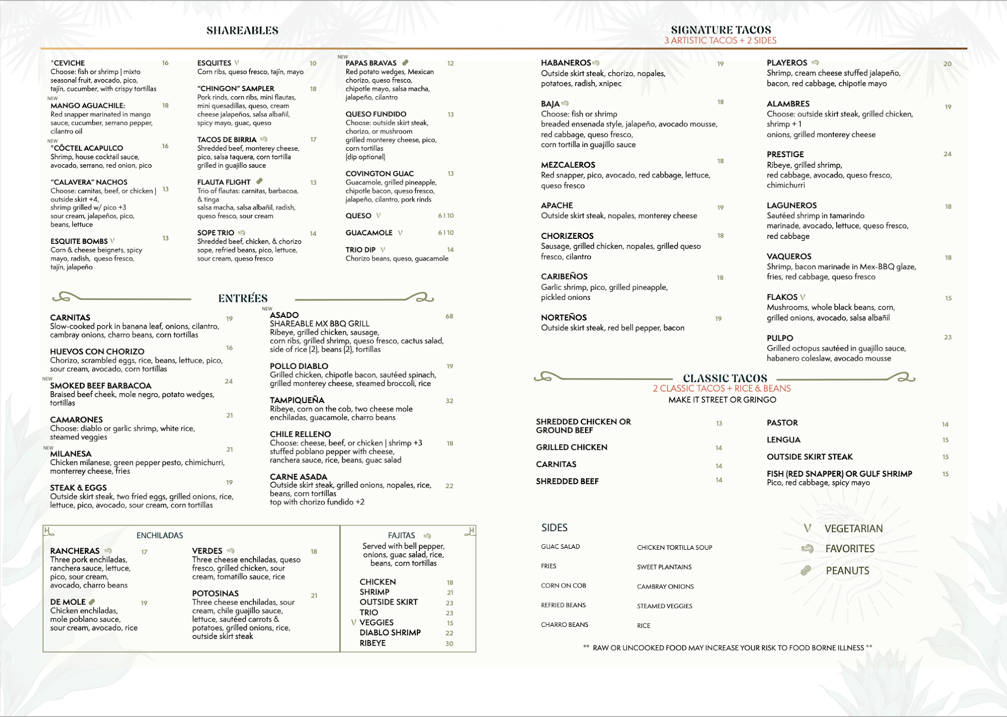 Habanero's Mandeville Menu
