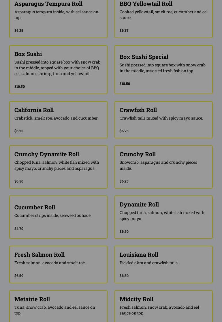 Seiji's Menu