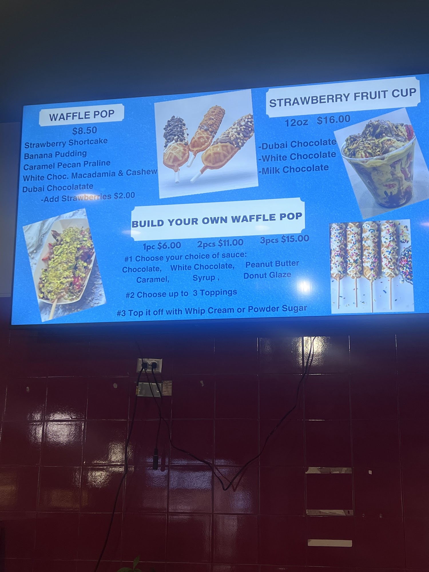 Cafe Waffle Pop Menu
