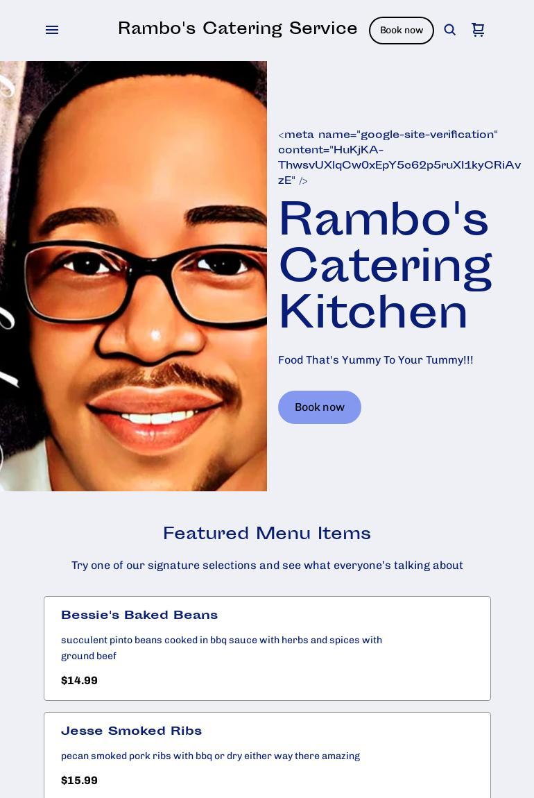 Rambo's Catering (Rambo Thompson) Chef/ Owner Menu