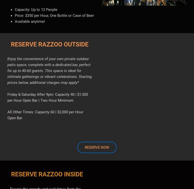 Razzoo Bar & Patio Menu