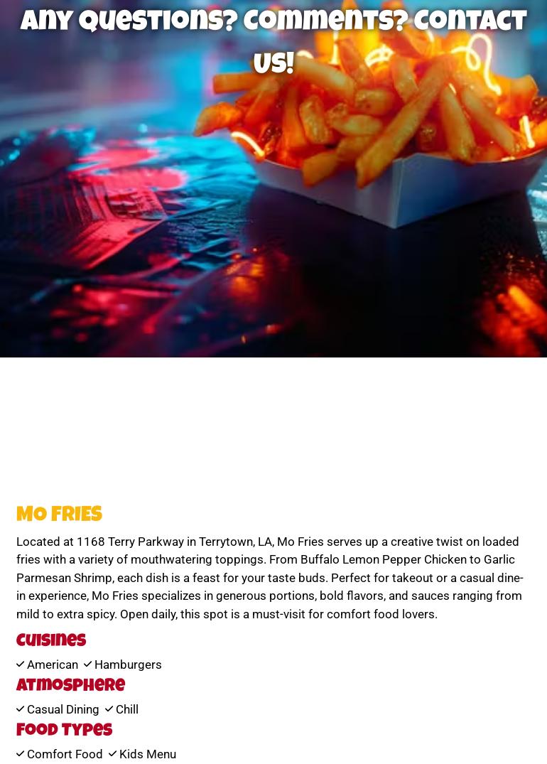 Mo Fries LLC Menu