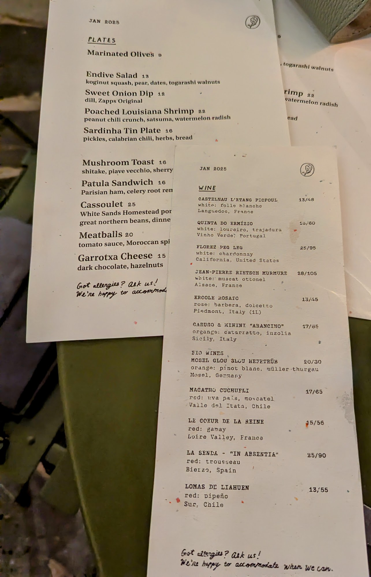 Patula Menu