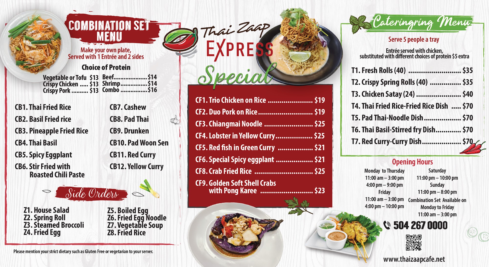 Thai Zaap Express West End Menu