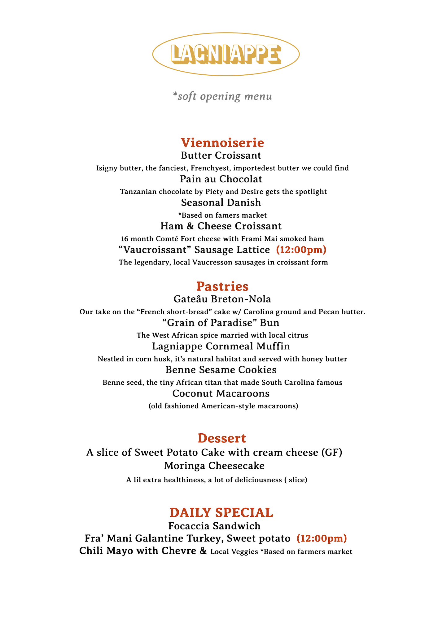 Lagniappe Bakehouse & Coffee Menu