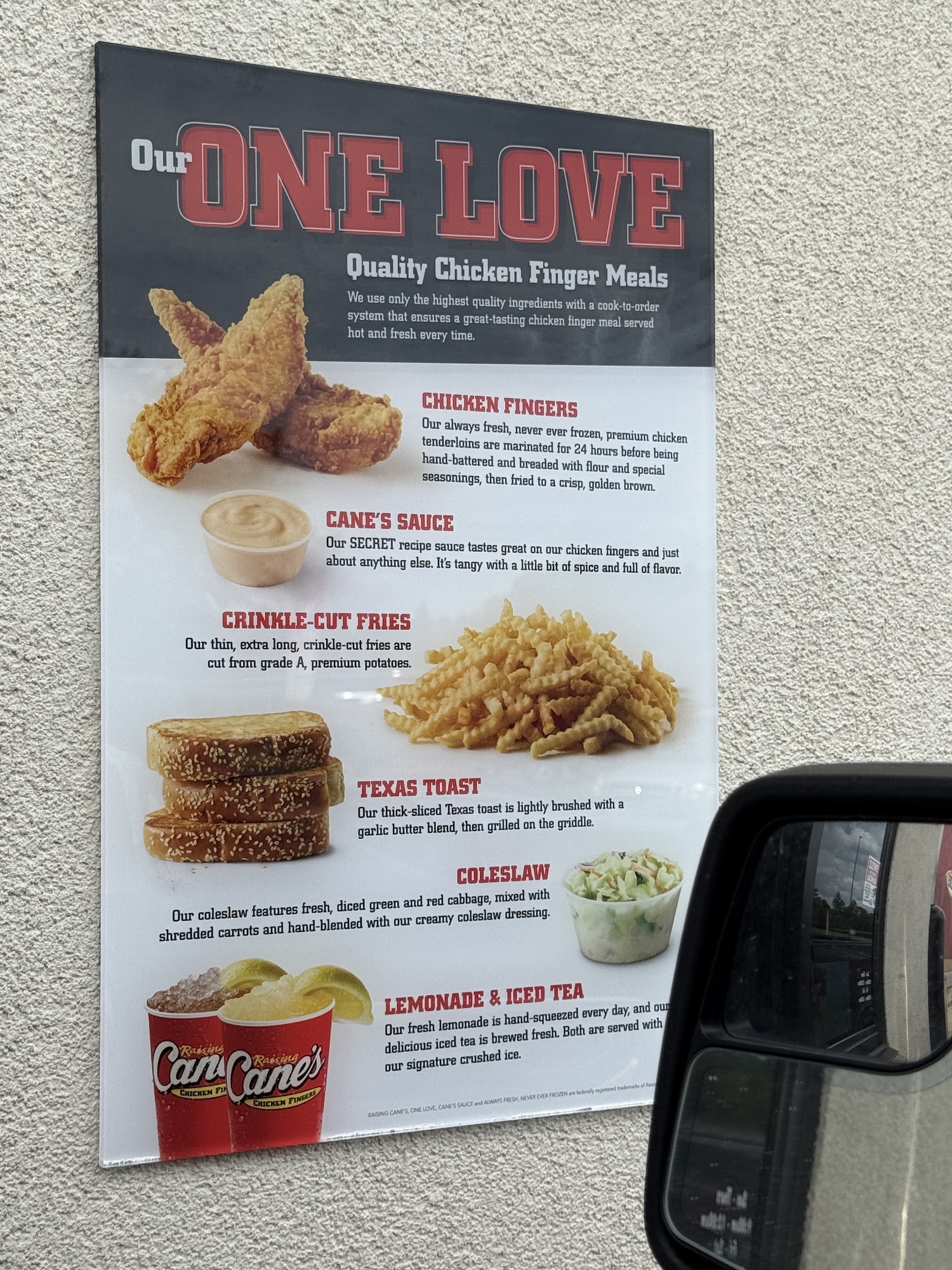 Raising Cane's Chicken Fingers Menu