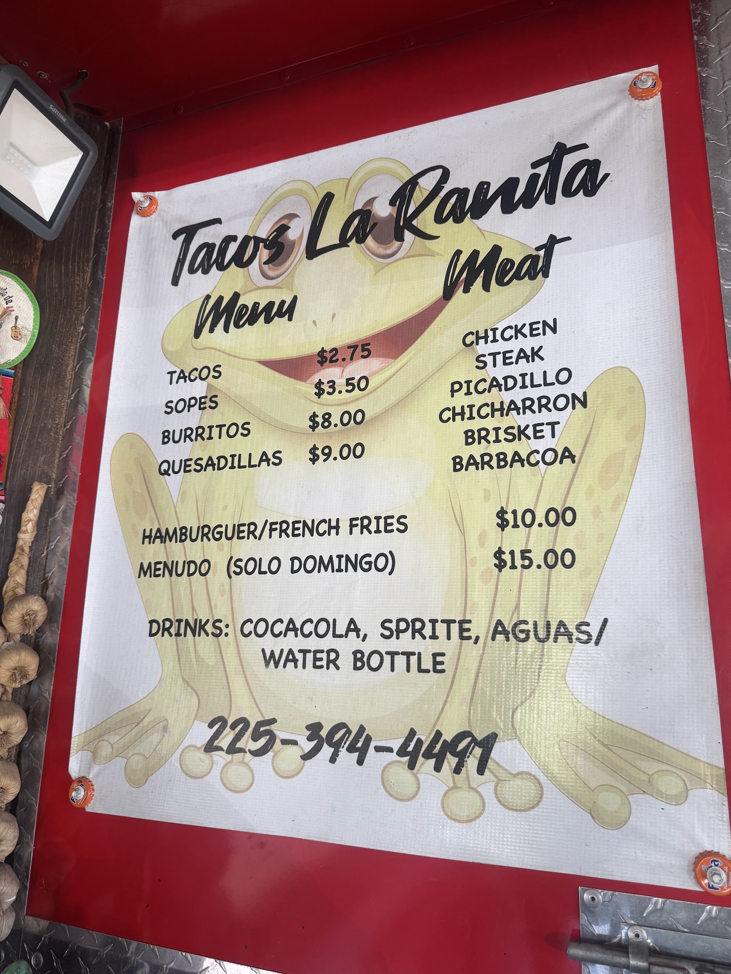 Tacos La Ranita Menu
