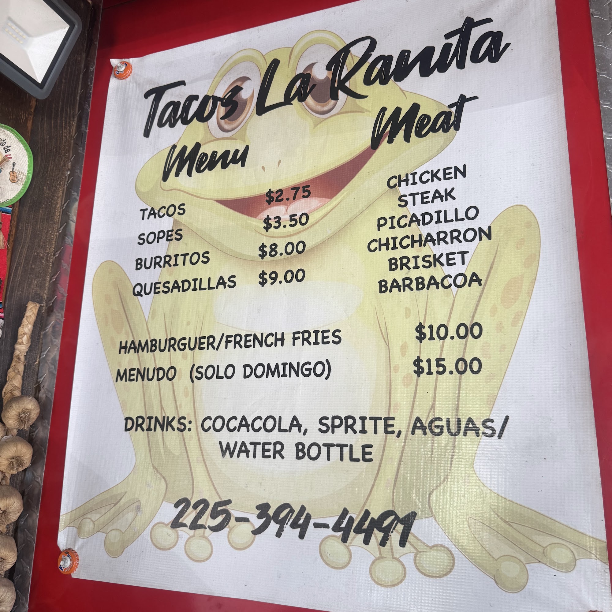 Tacos La Ranita Menu