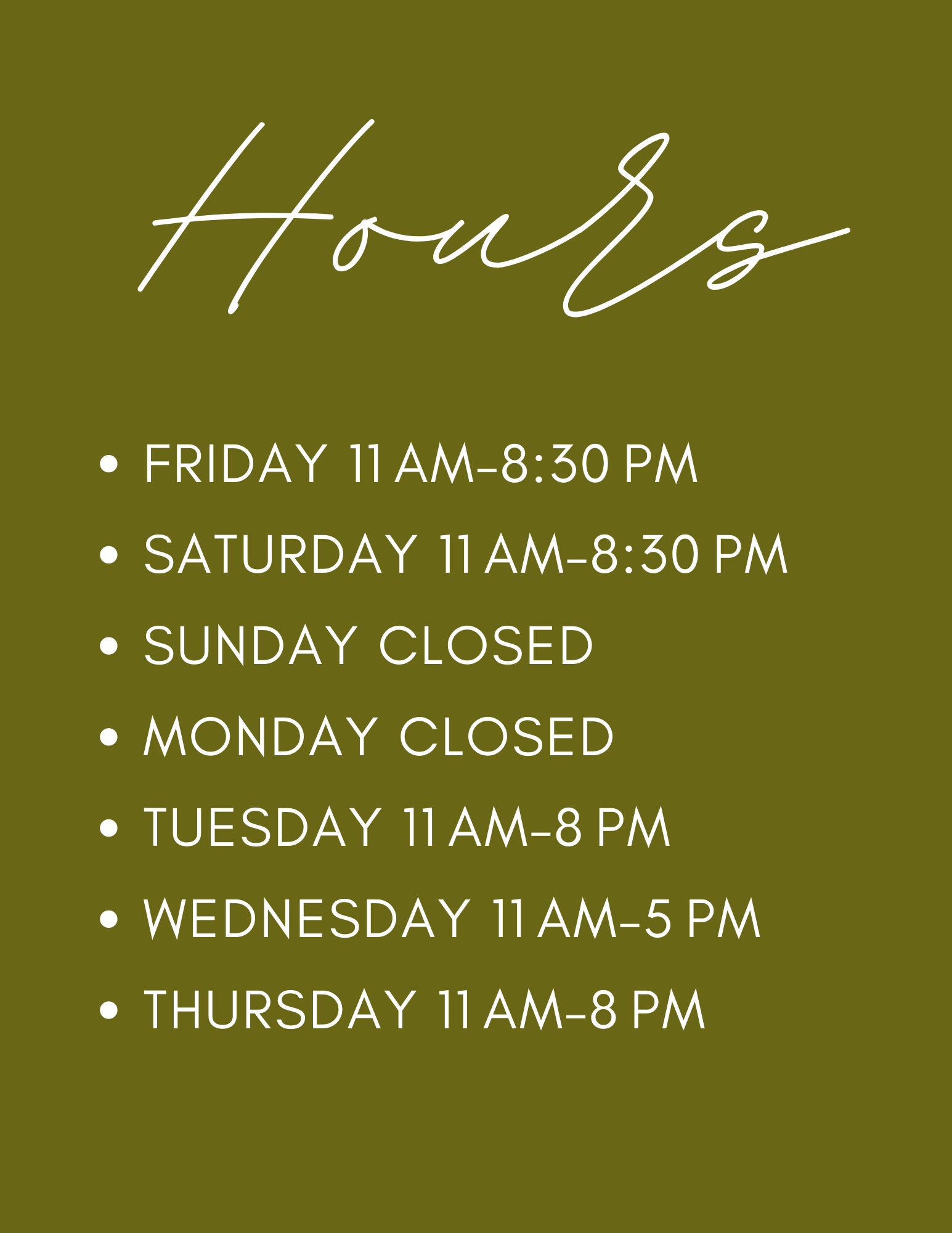 Grace Wins Food Truck Menu