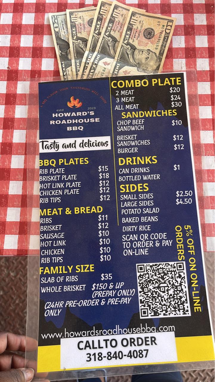 Howard's Roadhouse BBQ Menu