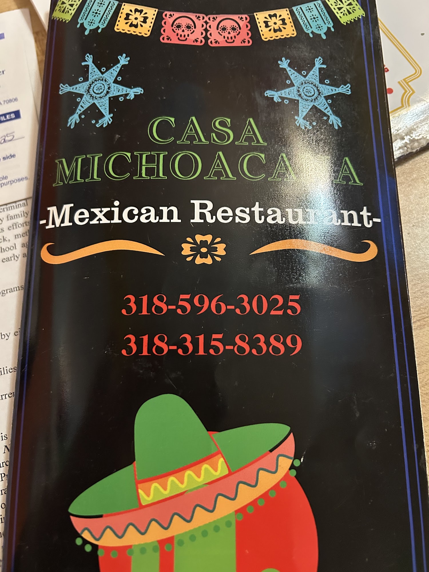 Casa Michoacána 2 Menu