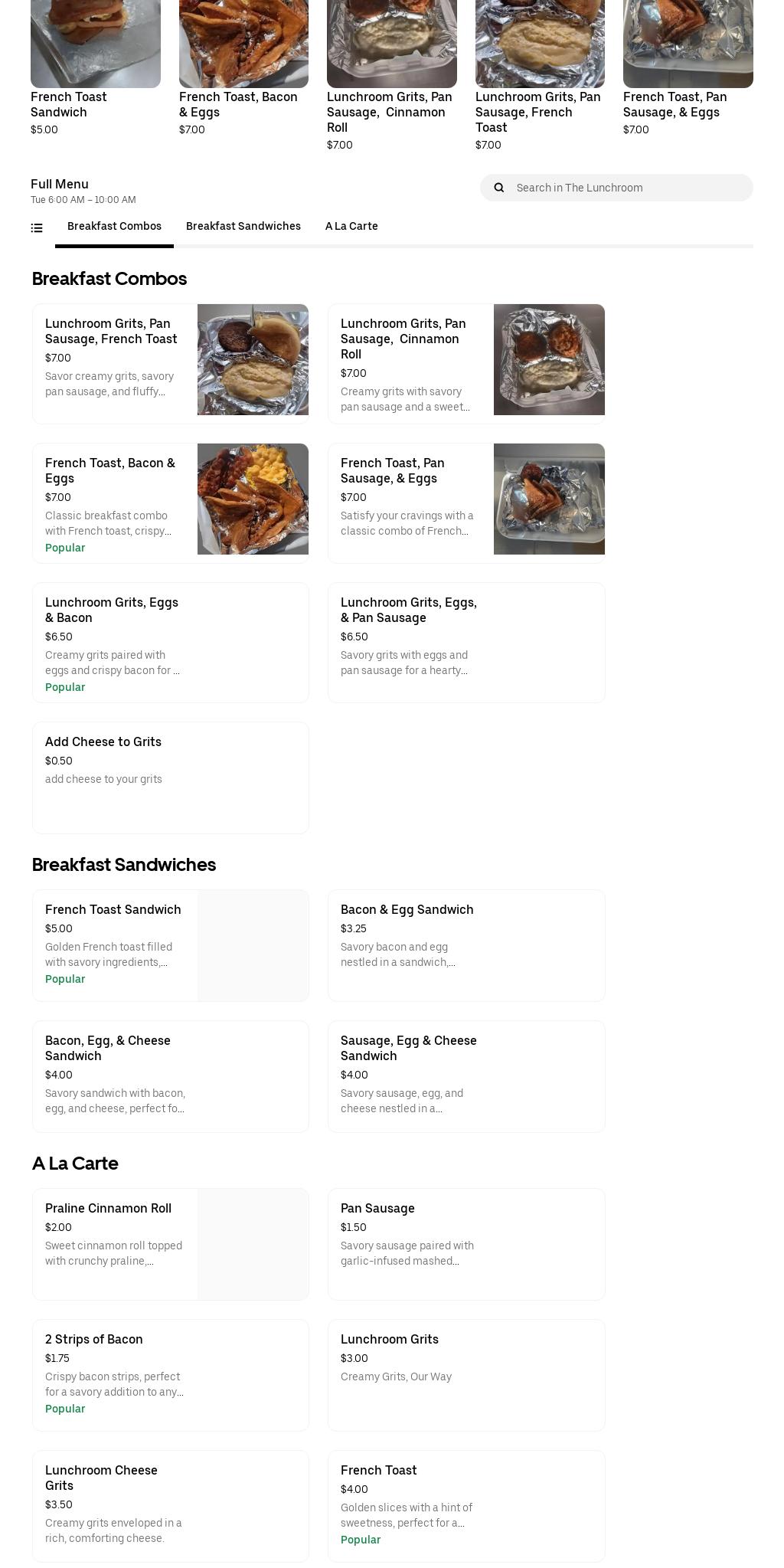 Stop 8 Restaurant Menu