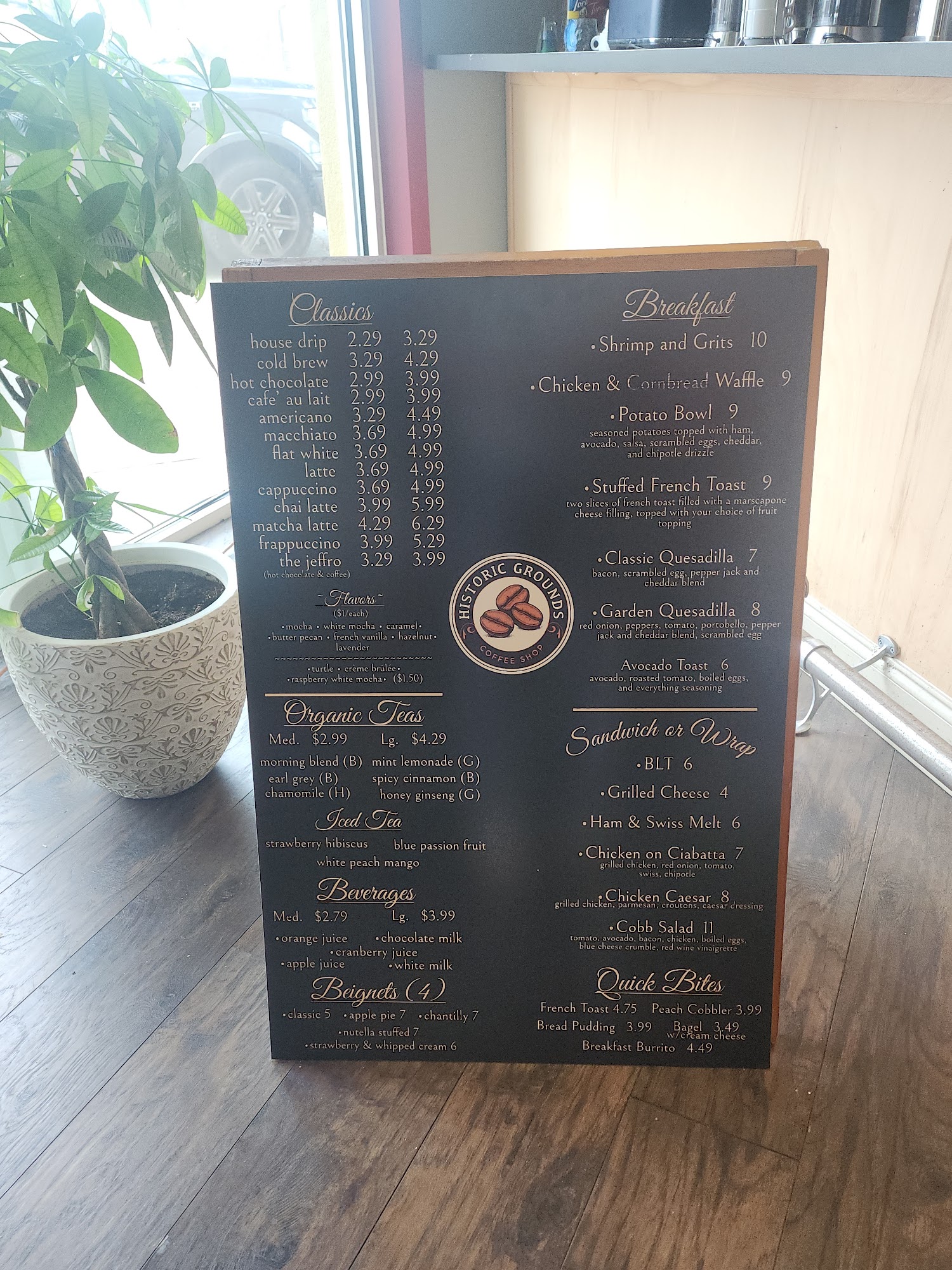 Historic Grounds Menu