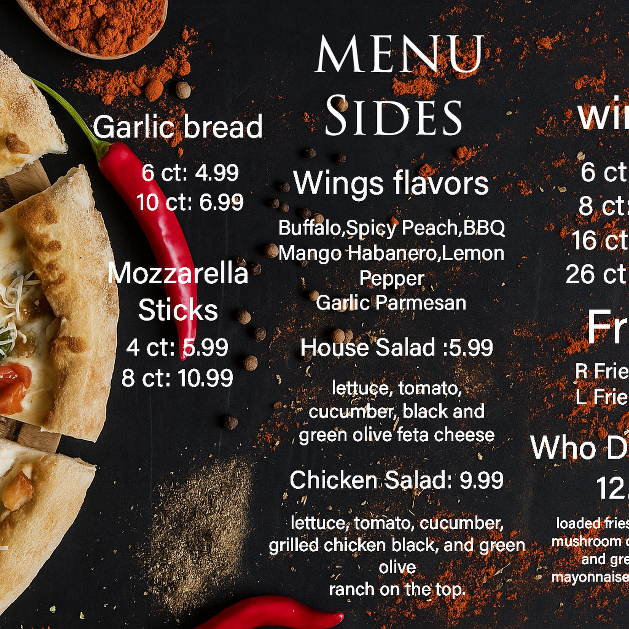 Mr. Pizza Menu