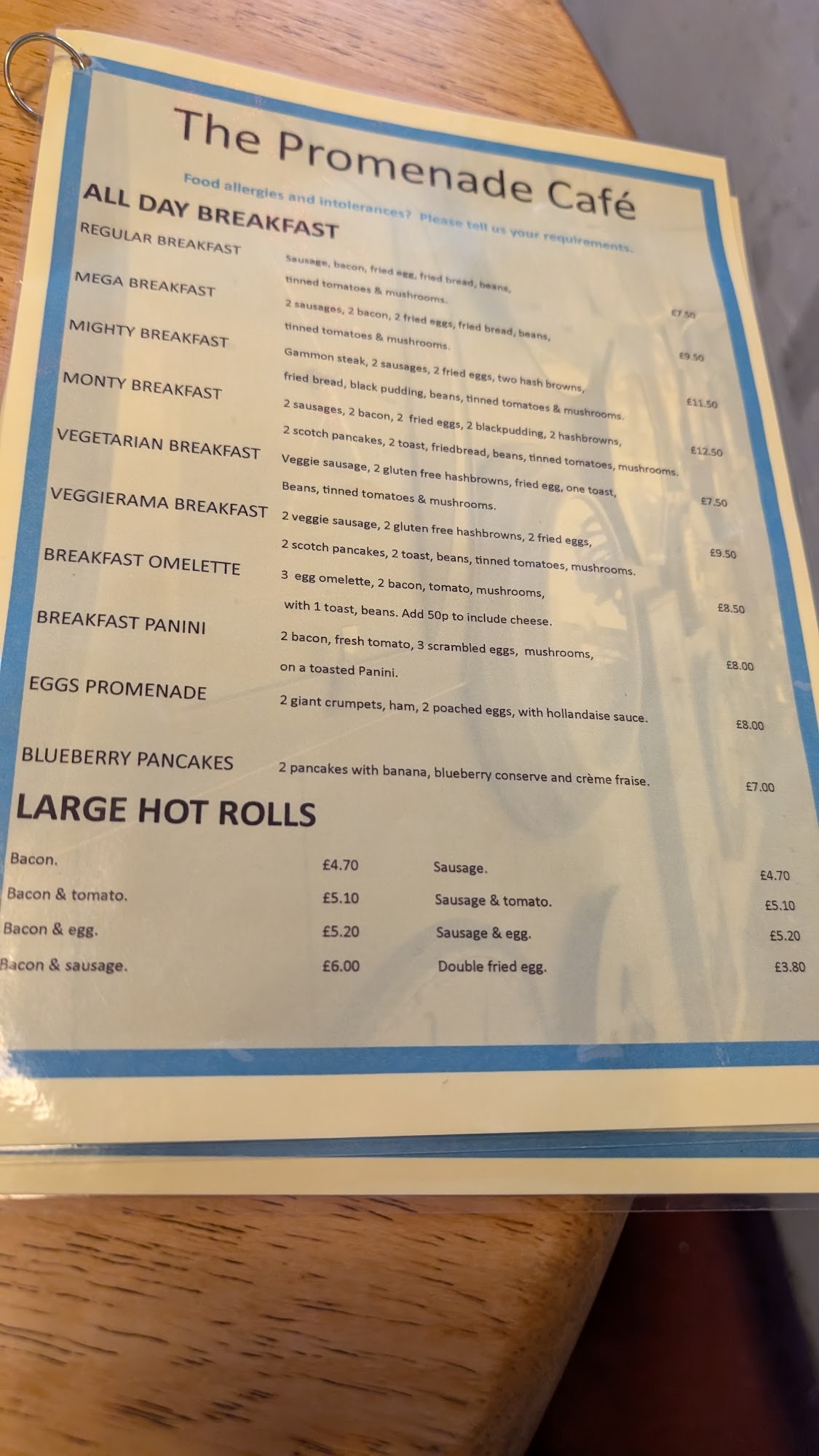 Promenade Café Menu