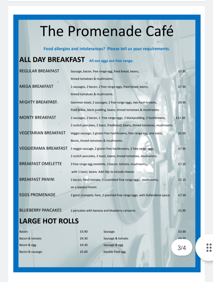 Promenade Café Menu