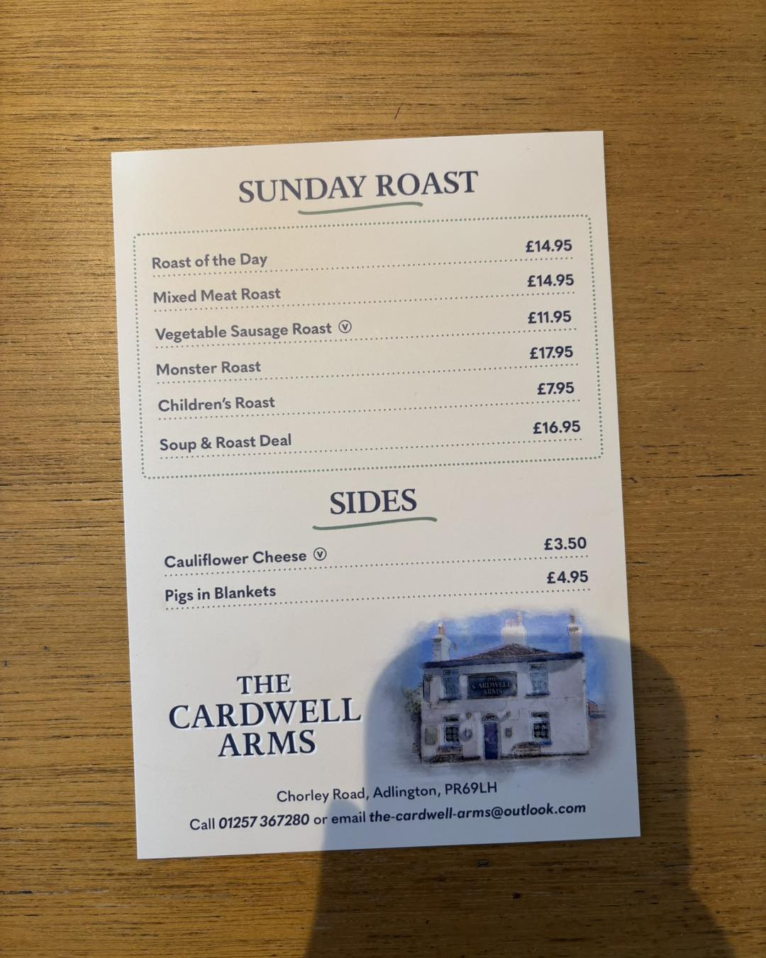 Cardwell Adlington Menu