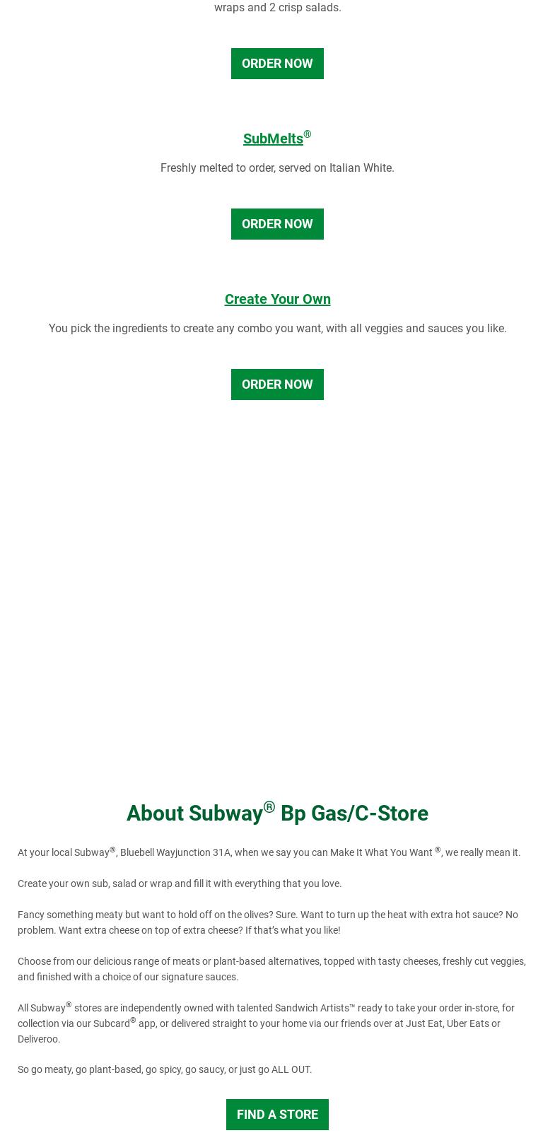 Subway Menu