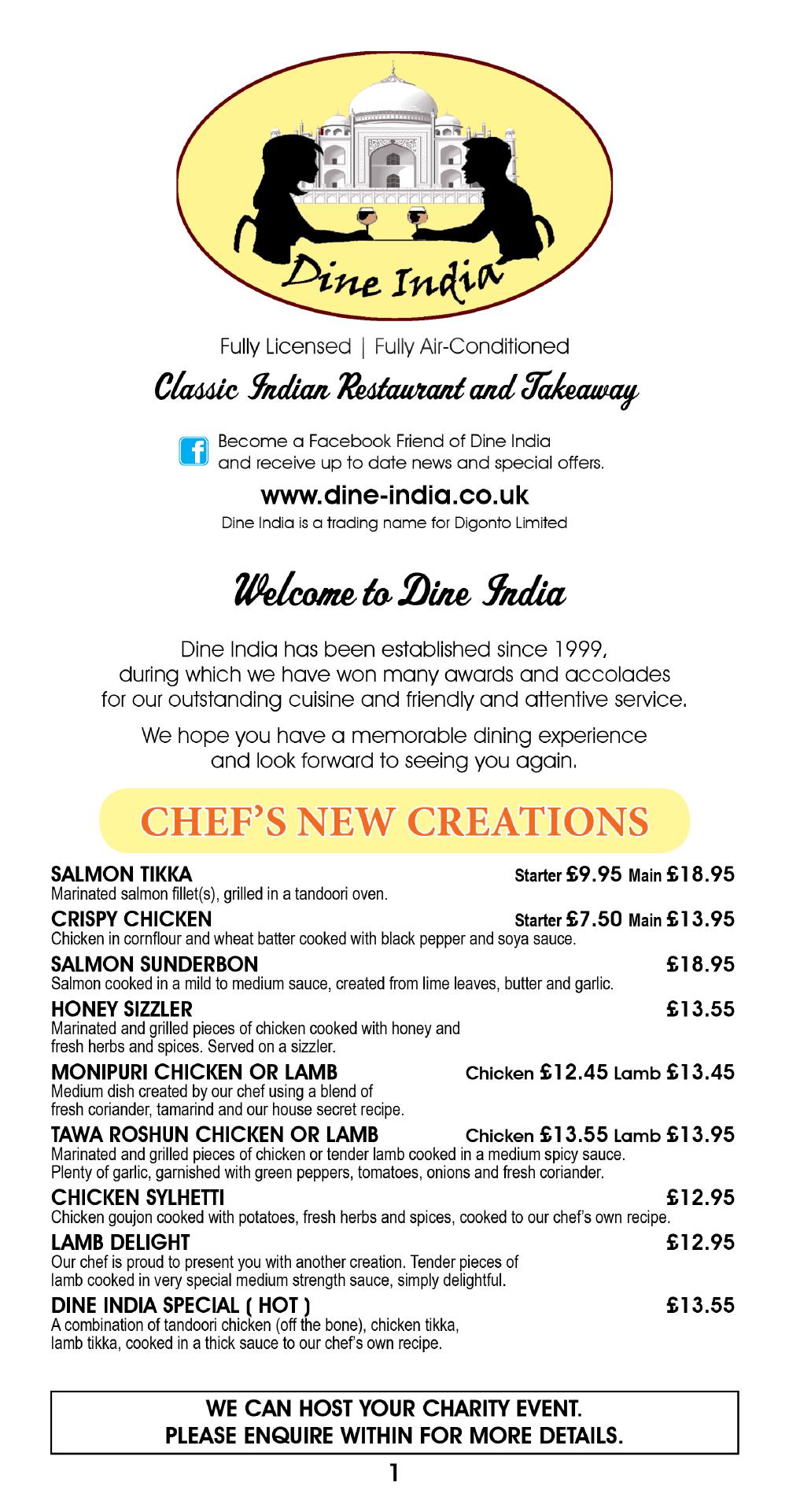 Dine India Menu
