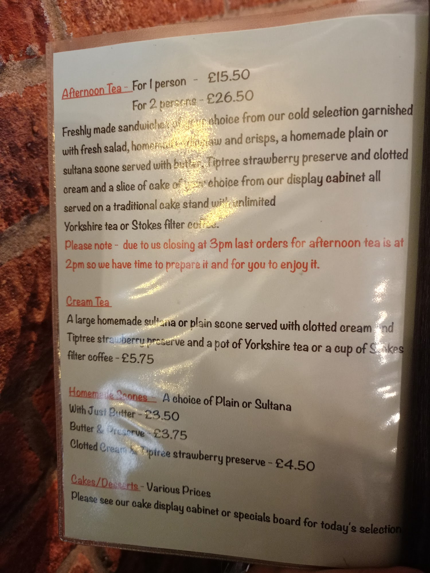 Tanya's Menu