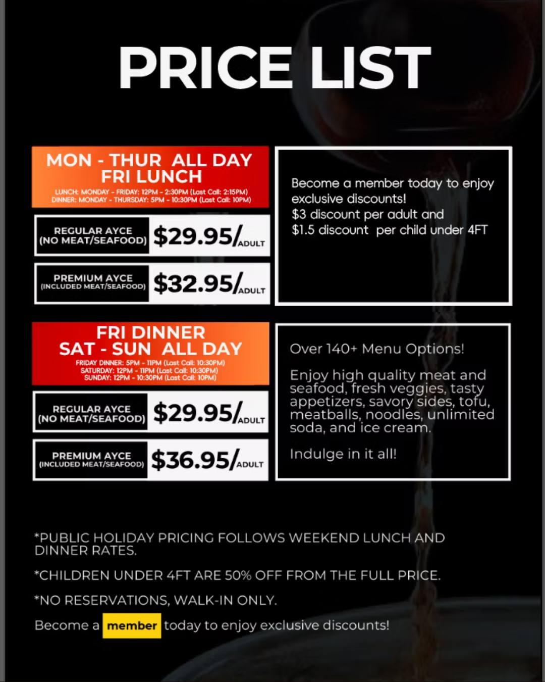 Blue Sakura Shabu All you can eat Menu