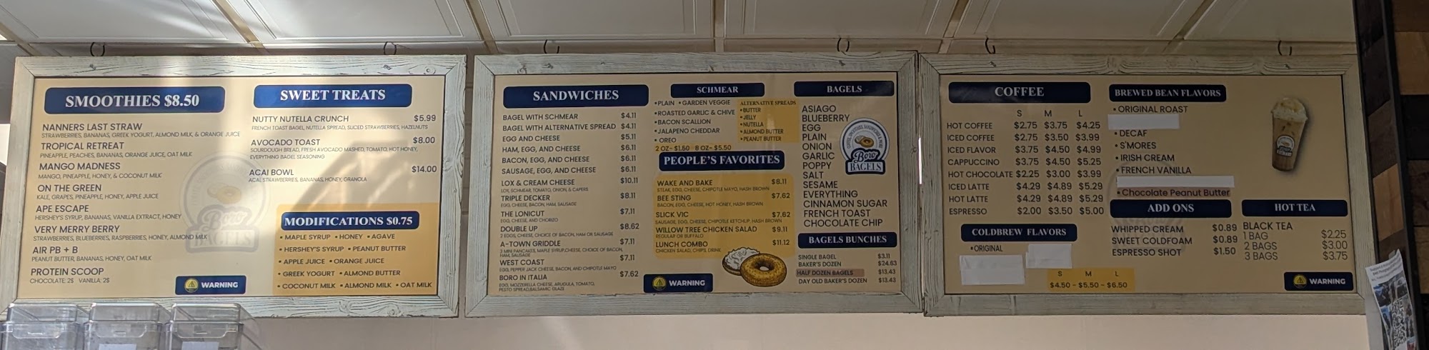 Boro Bagels Menu
