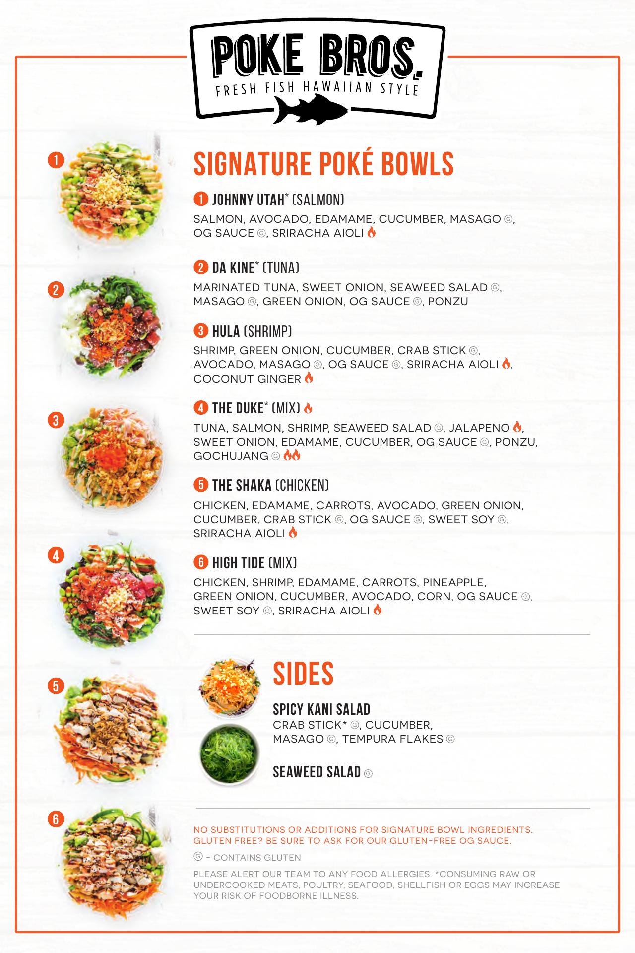 Poke Bros. Menu