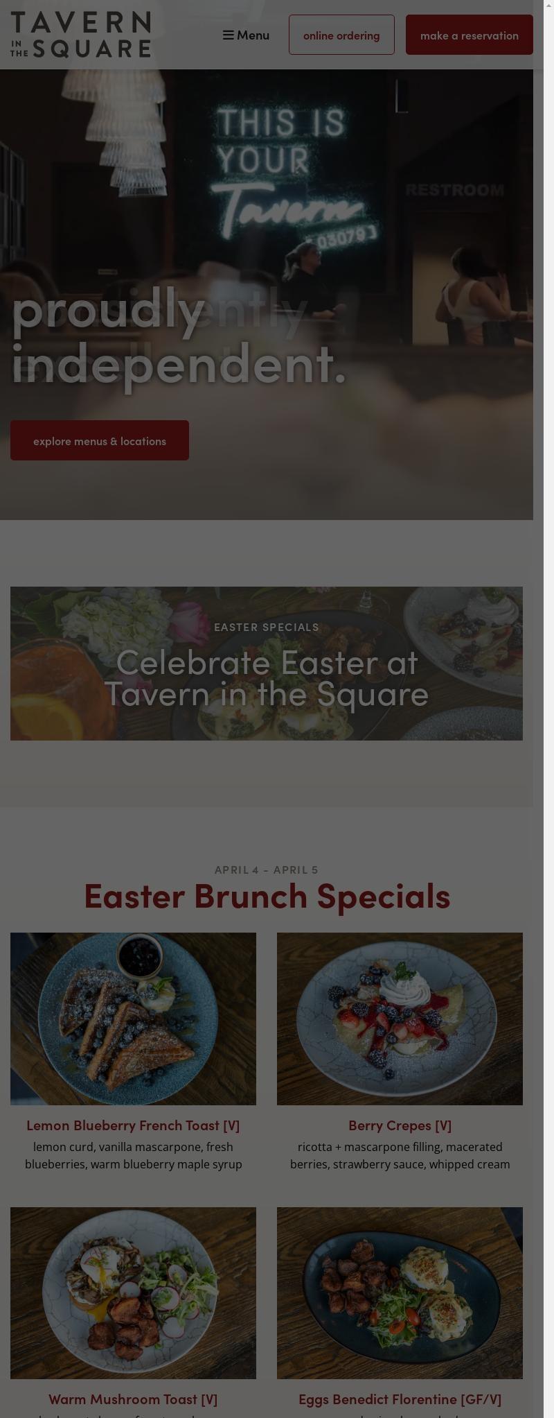 Tavern in the Square Menu