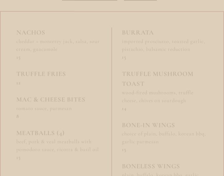 Brooksy's Pizzeria Menu