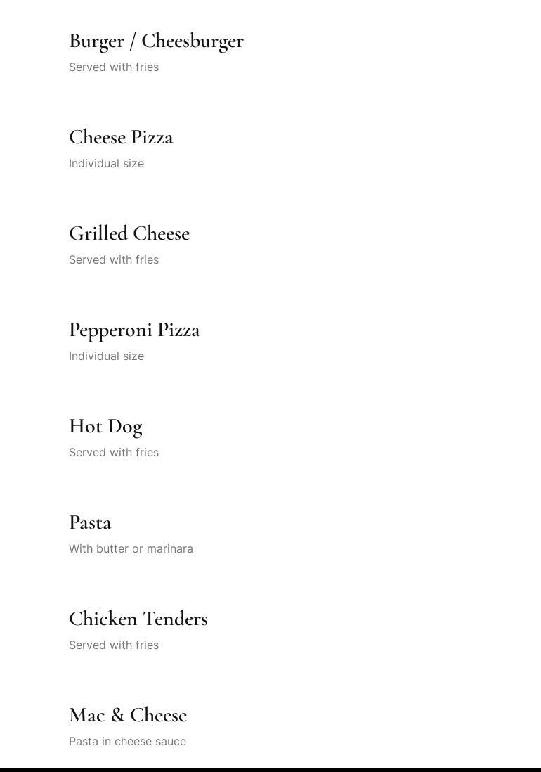 Oak & Orchard Tap & Table Menu