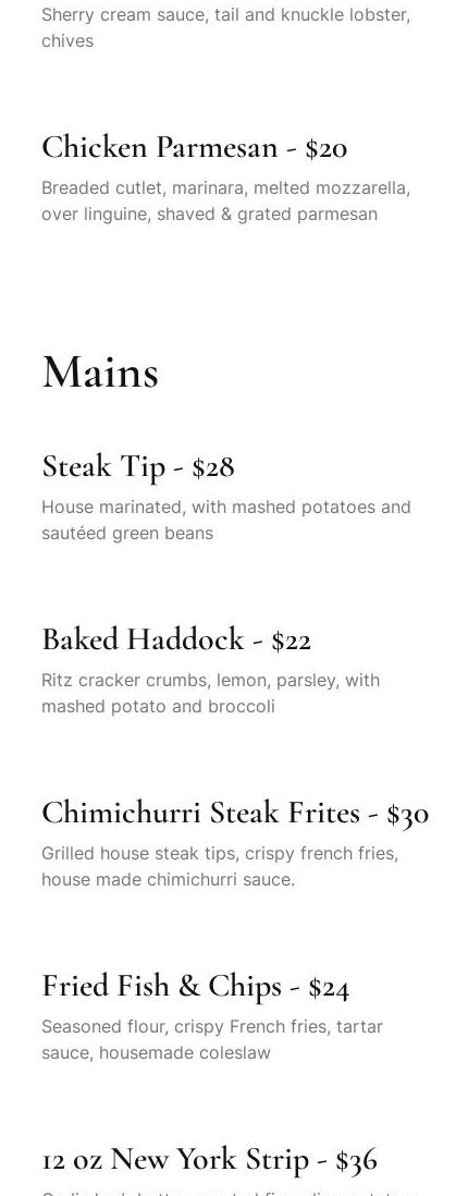 Oak & Orchard Tap & Table Menu