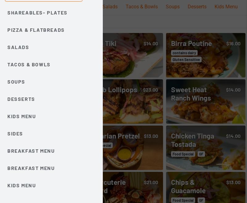 Mighty Squirrel Menu