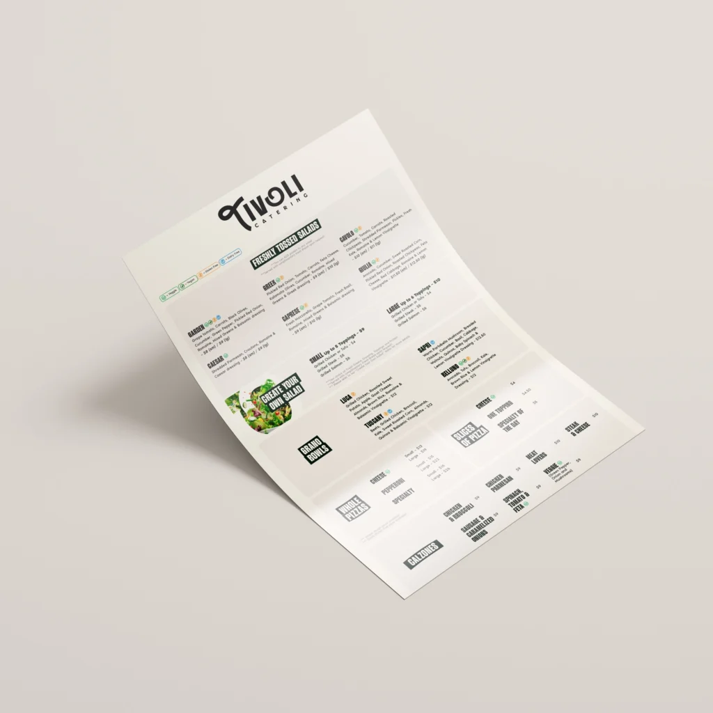 Tivoli Catering Menu