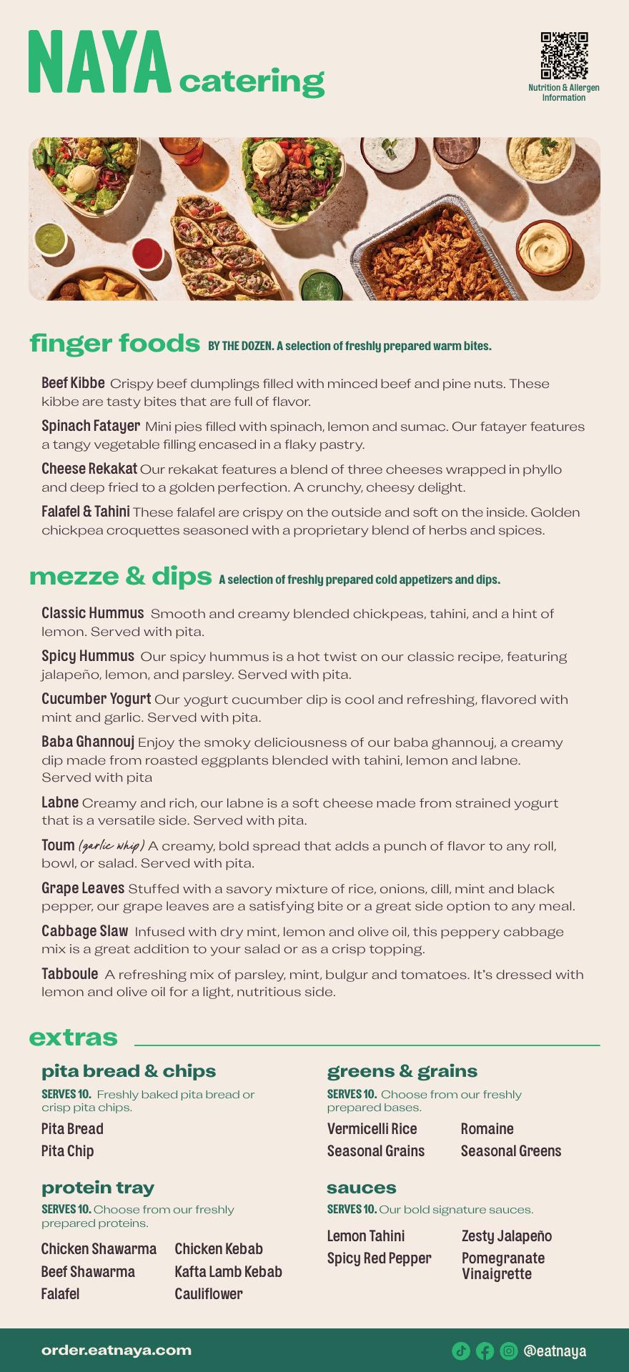 NAYA Menu