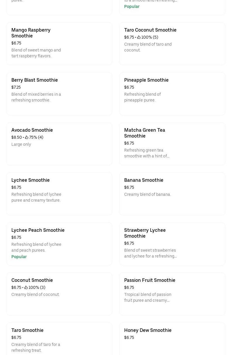 Sweet Sip Braintree Menu