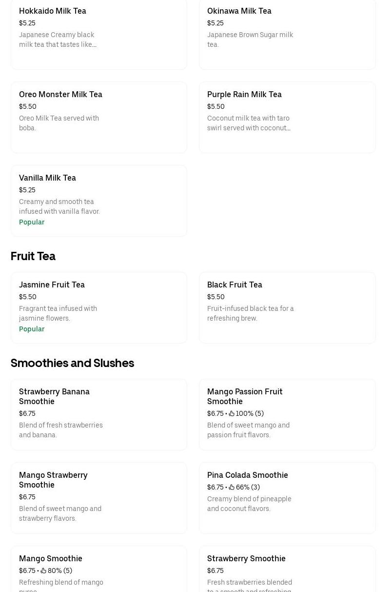 Sweet Sip Braintree Menu