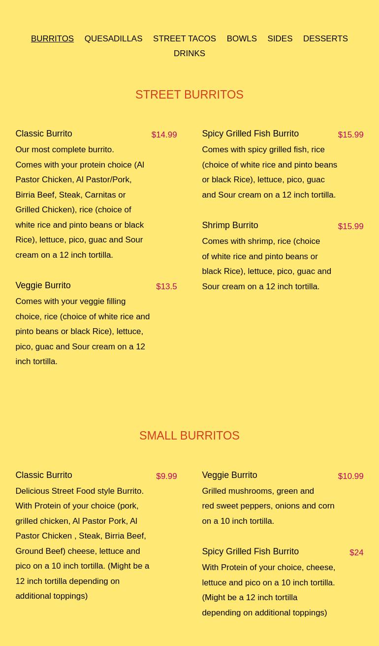 La Fonda St - Boston Menu