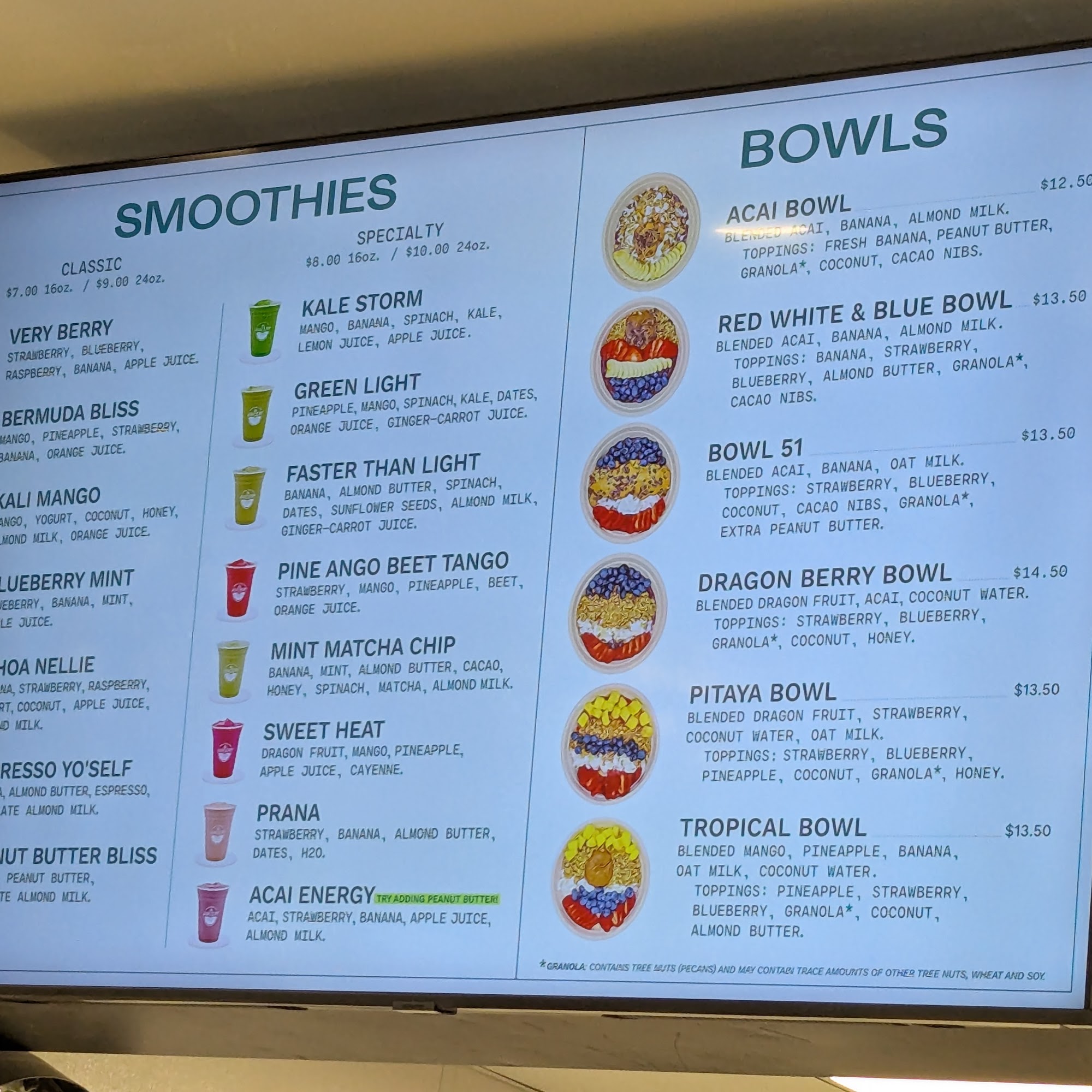 The Juicery Menu