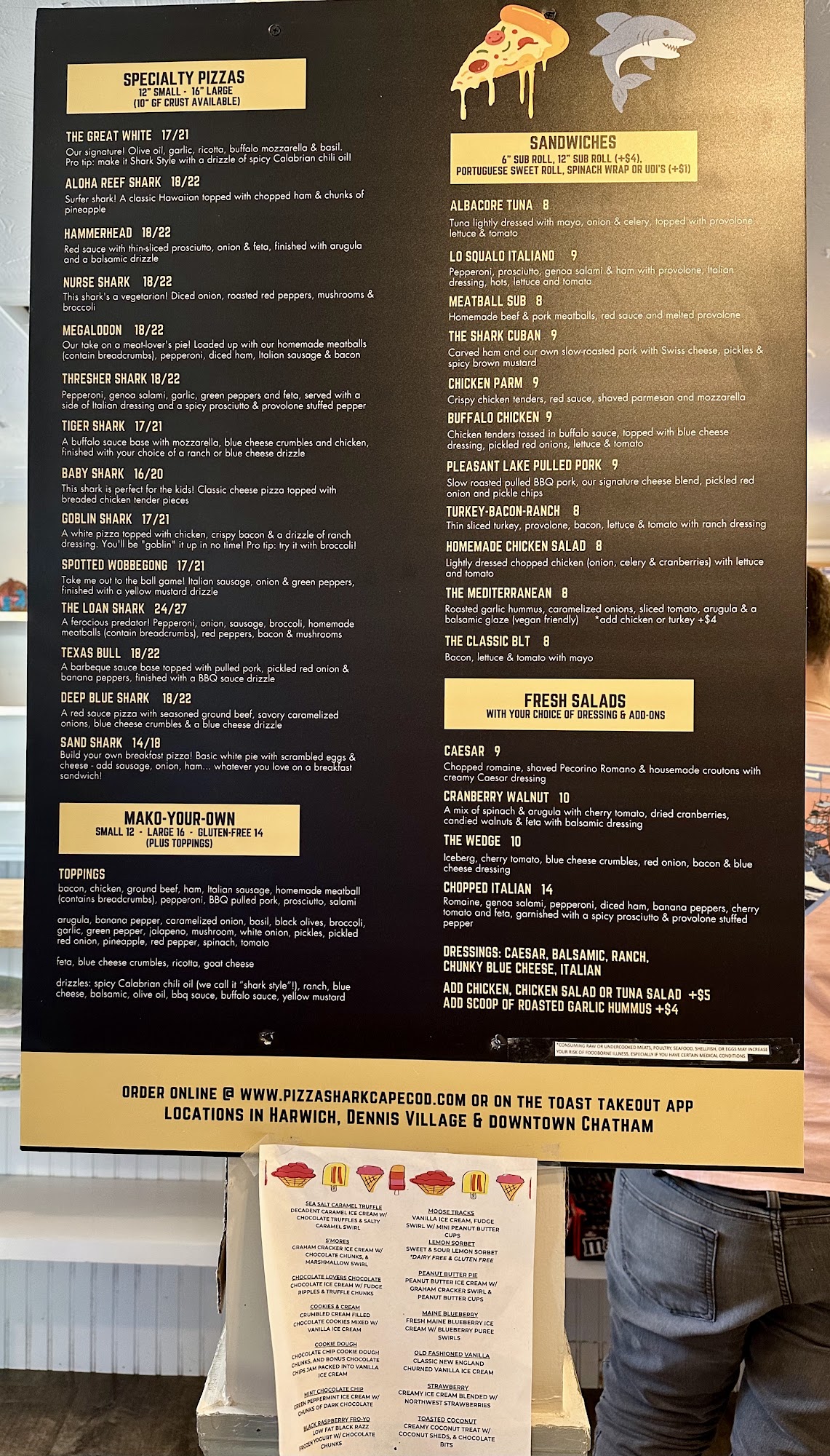 Pizza Shark Dennis Village Menu