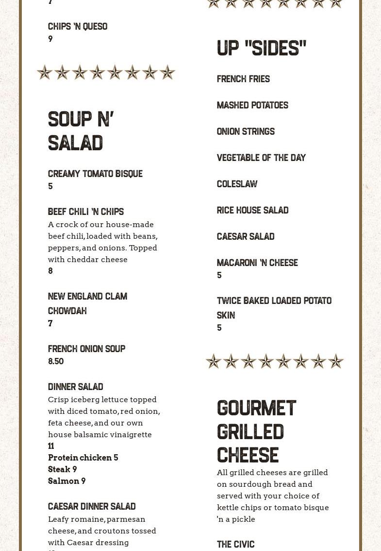 Upside Food N Drink Menu