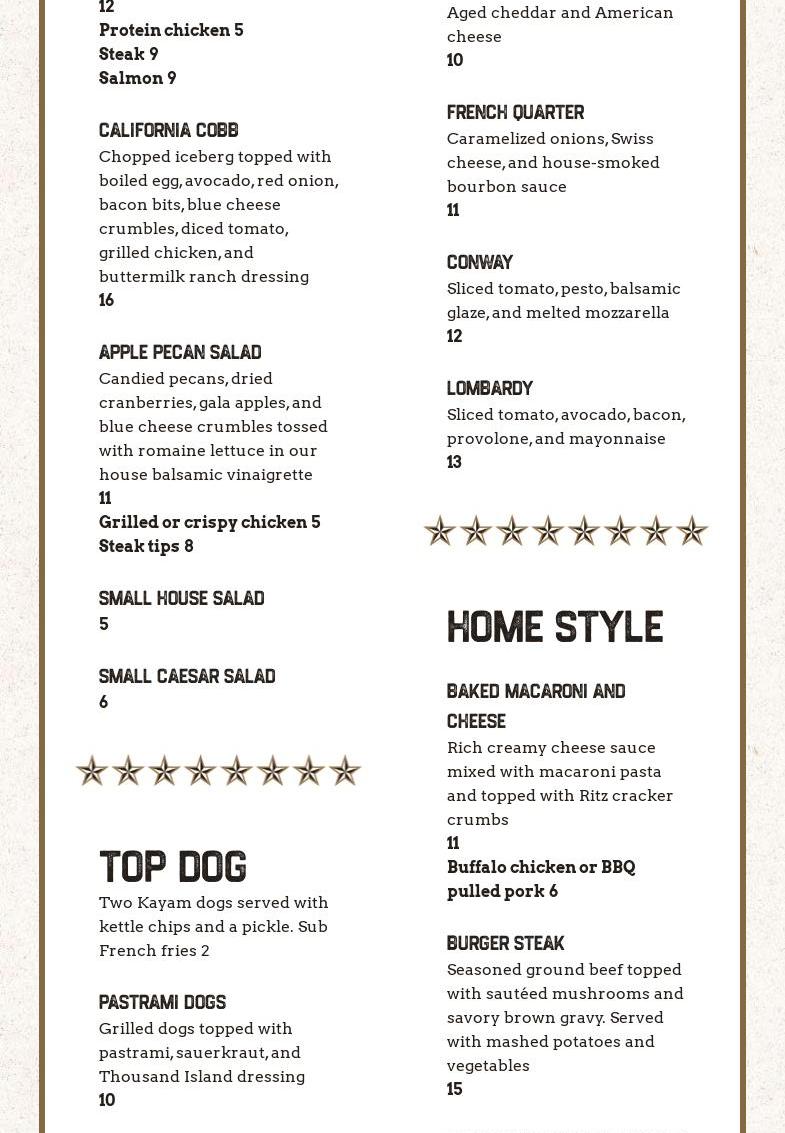 Upside Food N Drink Menu